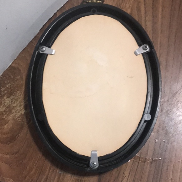 Vintage.  1970s or so black plastic oval framed hand embroidered. “Love” wall - Picture 6 of 10